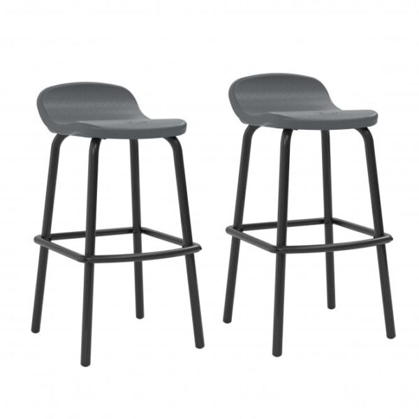 Suncast Outdoor Bar Stool Set Cool Grey/Black - Pack of 2 - Image 3