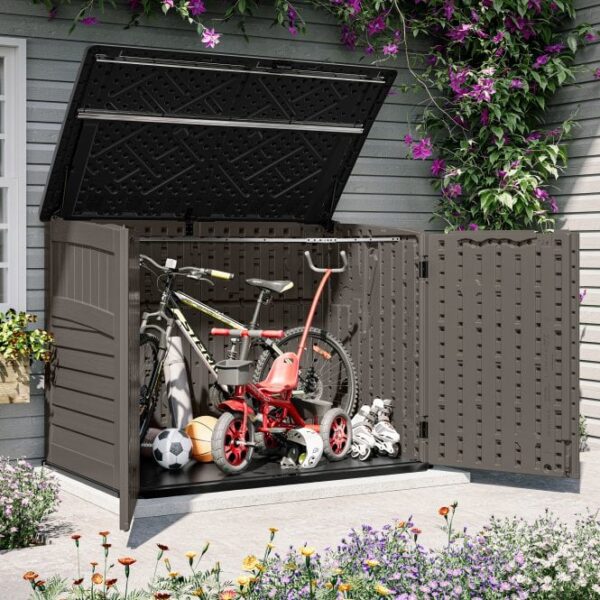 Suncast 6'x3.5' Stow-Away Horizontal Plastic Shed - Stone Grey - Image 6