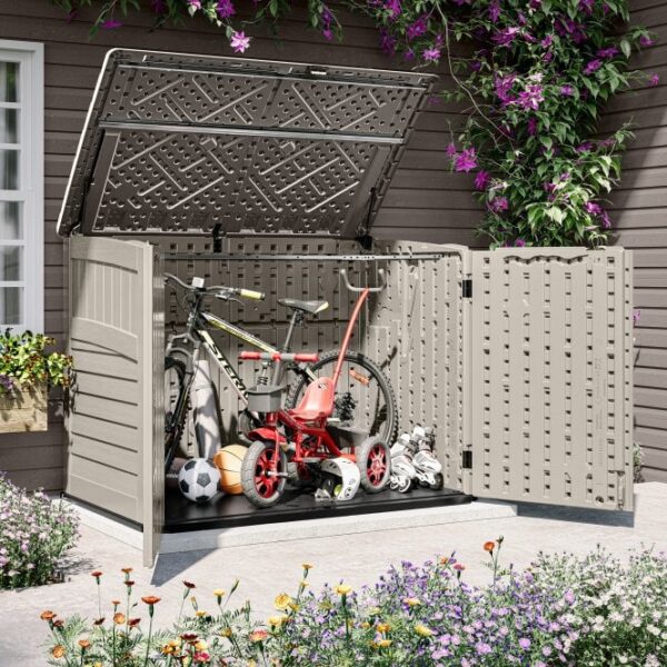 Suncast 6'x3.5' Stow-Away Horizontal Plastic Shed - Vanilla - Image 7