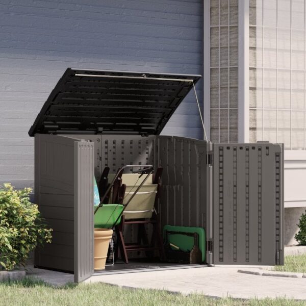 Suncast 4.5'x2.5' Stow-Away Small Horizontal Plastic Shed - Stone Grey - Image 8