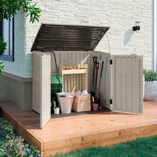 Suncast 4.5'x2.5' Stow-Away Small Horizontal Plastic Shed - Vanilla - Image 4