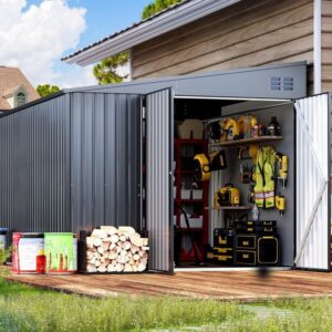 Pro-Tect 8'x10' Lean To Metal Storage Shed - Dark Grey