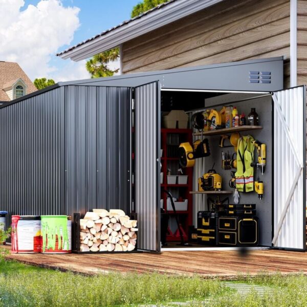 Pro-Tect 8'x10' Lean To Metal Storage Shed - Dark Grey