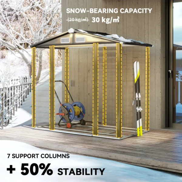Outsunny 7ft x 4ft Metal Garden Shed with Foundation Grid - Woodlook - Image 10