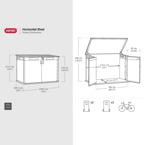 Keter 6' x 3' Signature Horizontal Plastic Shed - Rosewood - Image 2