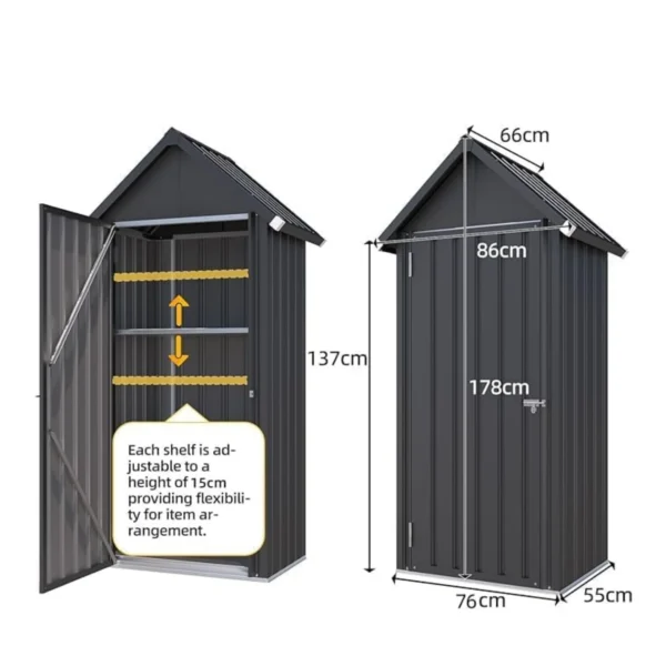 Pro-Tect 2.5'x1.5' Apex Metal Storage Shed- Grey - Image 2