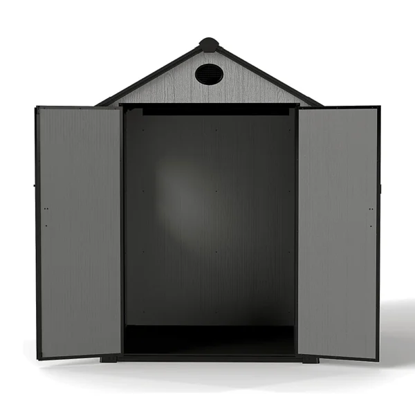 Living and Home 6x6 WoodField Woodgrain Plastic Apex Shed - Light Grey - Image 6