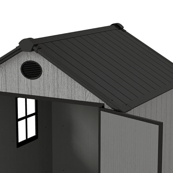 Living and Home 6x6 WoodField Woodgrain Plastic Apex Shed - Light Grey - Image 9