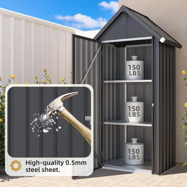 Pro-Tect 2.5'x1.5' Apex Metal Storage Shed- Grey - Image 4