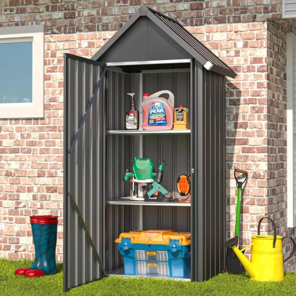 Pro-Tect 2.5'x1.5' Apex Metal Storage Shed- Grey - Image 5