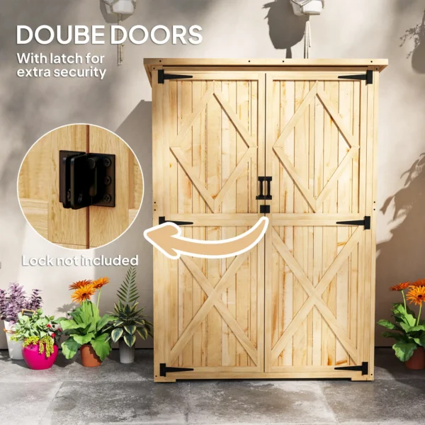 Outsunny 3.5'x 1.5'  Wooden Storage Unit Shed - Image 5