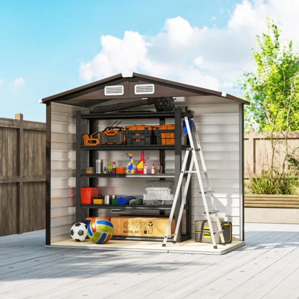 Outsunny 7ft x 4ft Metal Garden Shed with Foundation Grid - Woodlook - Image 8