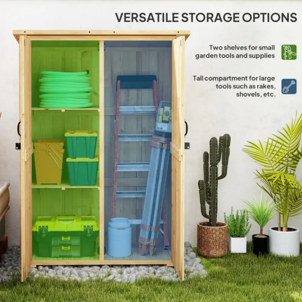 Outsunny 3.5'x 1.5'  Wooden Storage Unit Shed - Image 6
