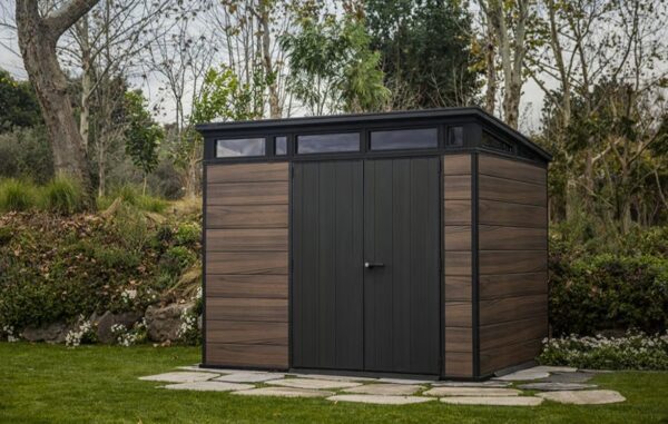 Keter 9' x 7' Signature Pent Plastic Shed - Rosewood - Image 3