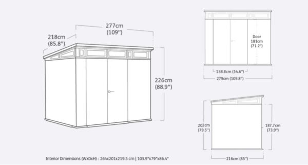 Keter 9' x 7' Signature Pent Plastic Shed - Rosewood - Image 7
