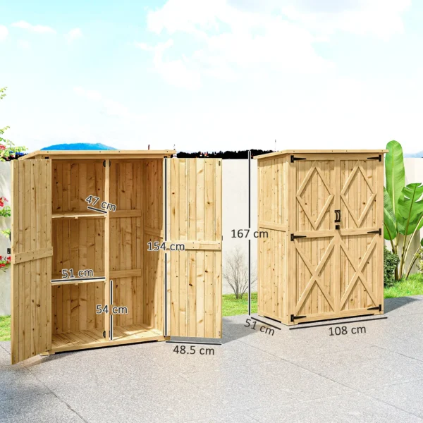 Outsunny 3.5'x 1.5'  Wooden Storage Unit Shed - Image 12