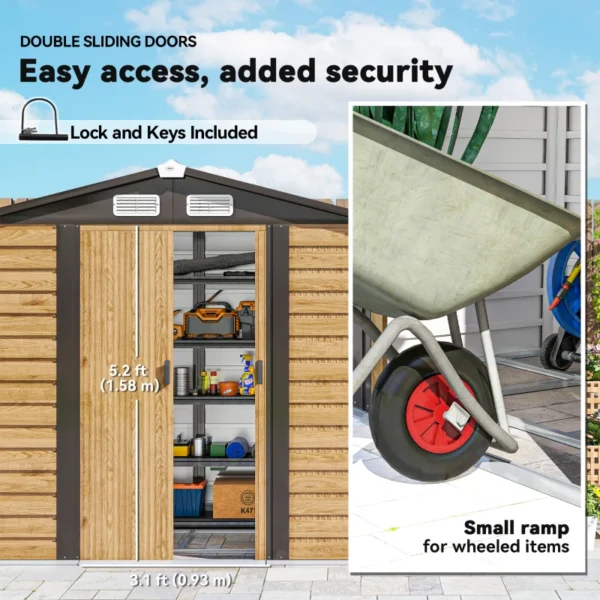 Outsunny 7ft x 4ft Metal Garden Shed with Foundation Grid - Woodlook - Image 6
