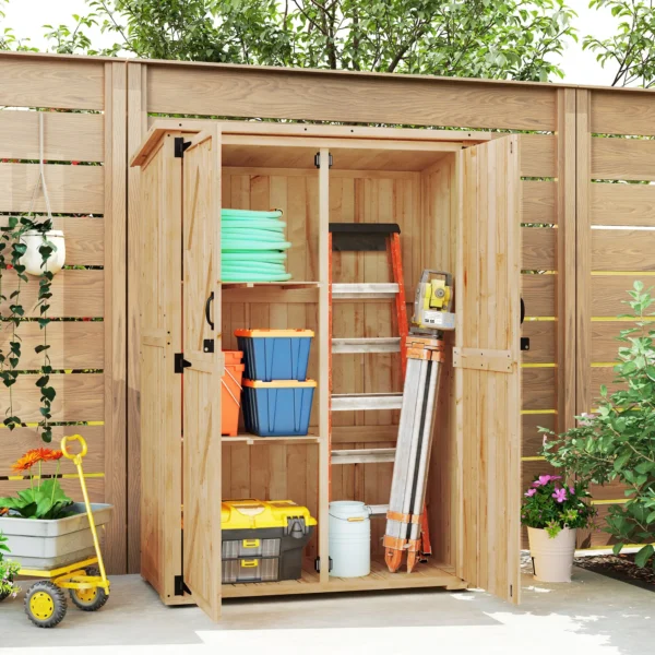 Outsunny 3.5'x 1.5'  Wooden Storage Unit Shed - Image 7