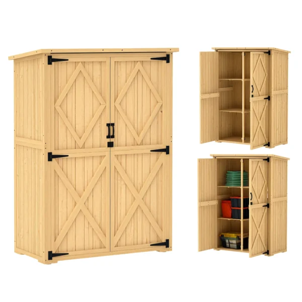 Outsunny 3.5'x 1.5'  Wooden Storage Unit Shed - Image 8