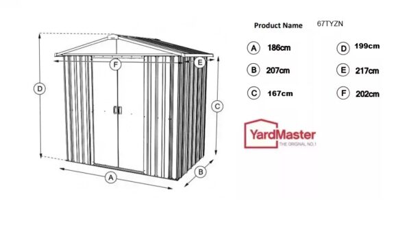 Yardmaster 6' x 7' Tall Apex Metal Shed - Platinum Stonegrey - Image 3