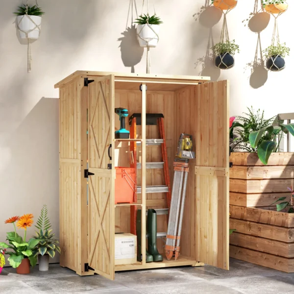 Outsunny 3.5'x 1.5'  Wooden Storage Unit Shed - Image 11