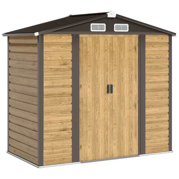 Outsunny 7ft x 4ft Metal Garden Shed with Foundation Grid - Woodlook - Image 3
