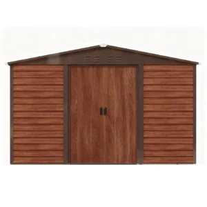 Pro-Tect 10'x8' Woodlook Metal Apex Shed with Foundation Grid - Brown