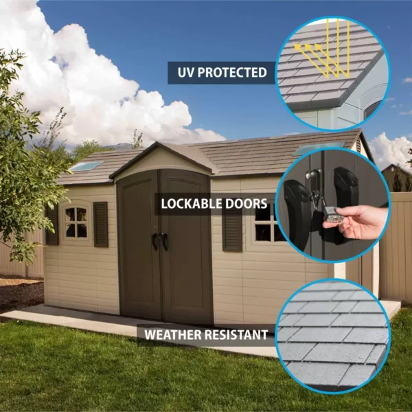 Lifetime 15x8  Heavy Duty Plastic Shed - Dual Entry X60079 - Image 5
