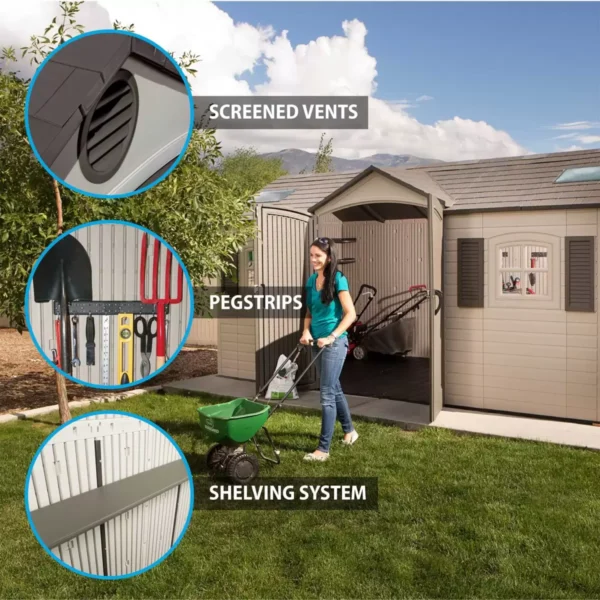 Lifetime 15x8  Heavy Duty Plastic Shed - Dual Entry X60079 - Image 6