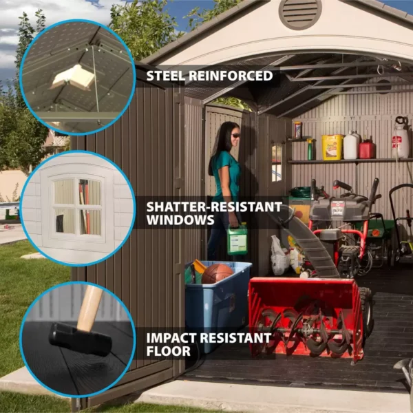 Lifetime 15x8  Heavy Duty Plastic Shed - Dual Entry X60079 - Image 7