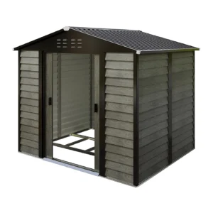Pro-Tect 8'x6' Woodlook Metal Apex Shed with Foundation Grid - Grey