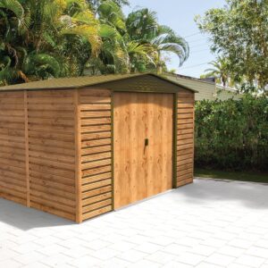 Duramax 10x8 Alpine Metal Apex Garden Shed - Woodgrain (Arriving Mid 2026)