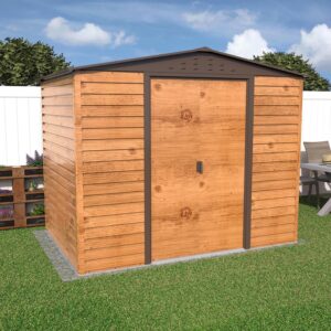 Duramax 8x6 Alpine Metal Apex Garden Shed - Woodgrain (Arriving Mid 2026)