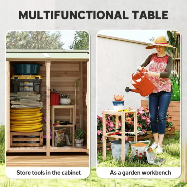 Outsunny Garden Timber Garden Shed with Asphalt Roof - Natural - Image 5