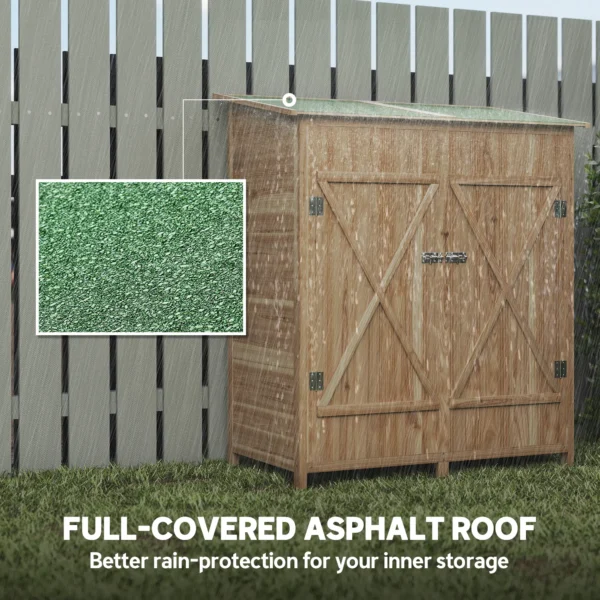 Outsunny Garden Timber Garden Shed with Asphalt Roof - Natural - Image 6