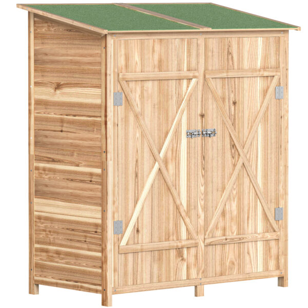 Outsunny Garden Timber Garden Shed with Asphalt Roof - Natural - Image 8