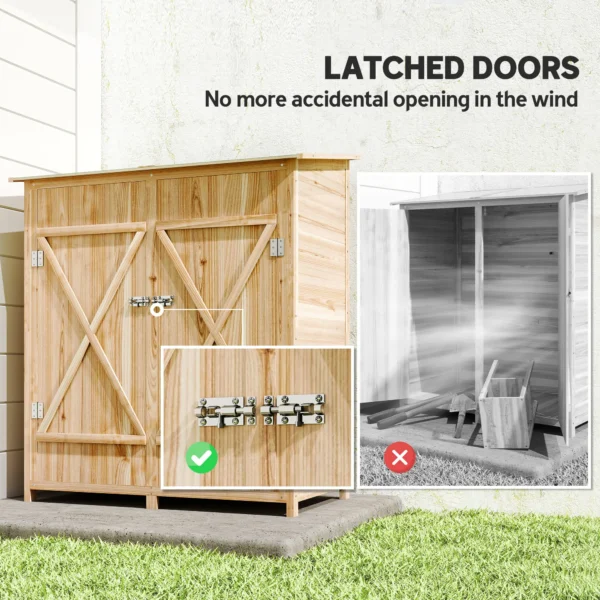 Outsunny Garden Timber Garden Shed with Asphalt Roof - Natural - Image 9