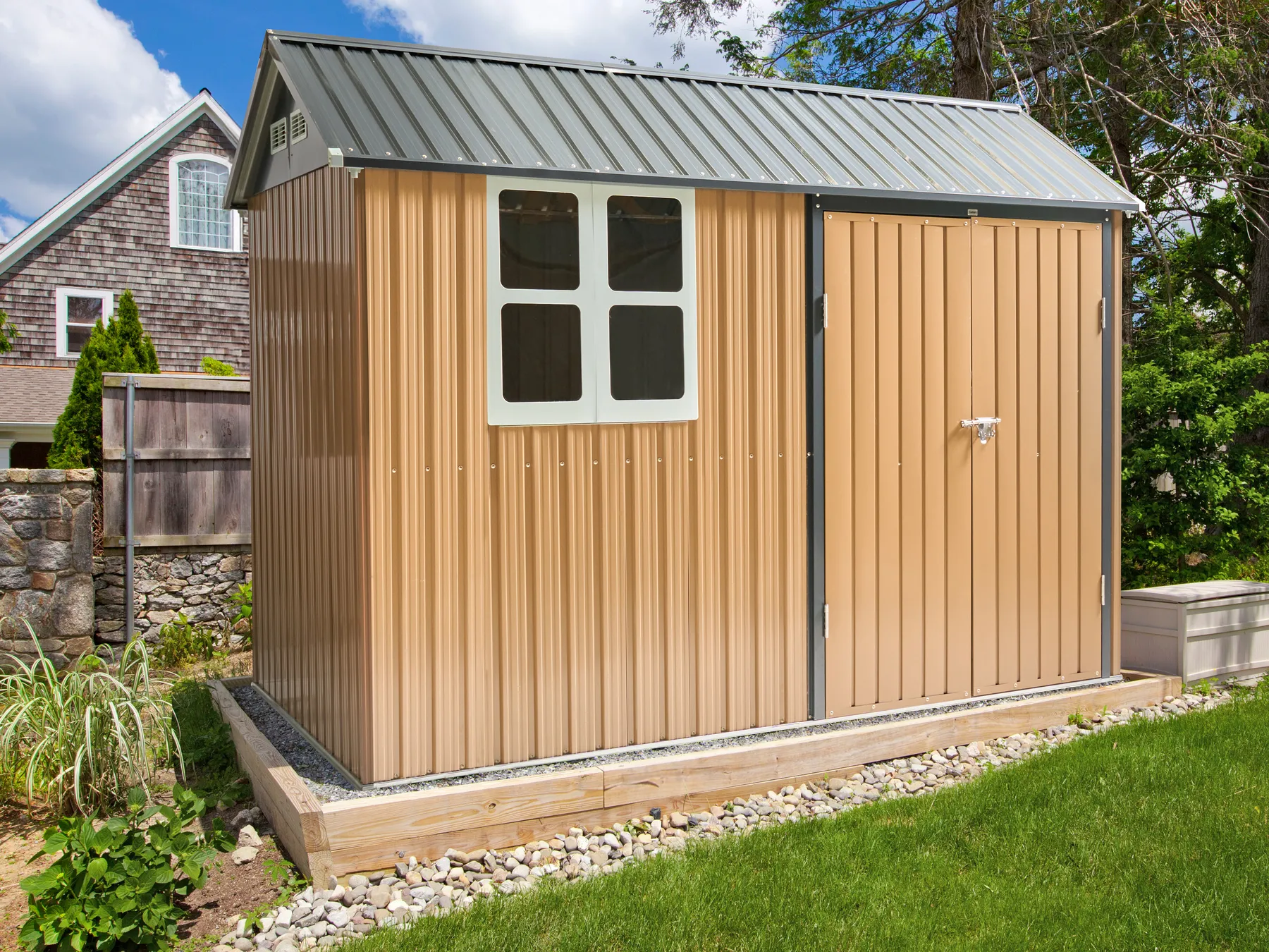 Pro-Tect Nocciano 10'x7' Double Hinged Metal Shed - Warm Brown Grey