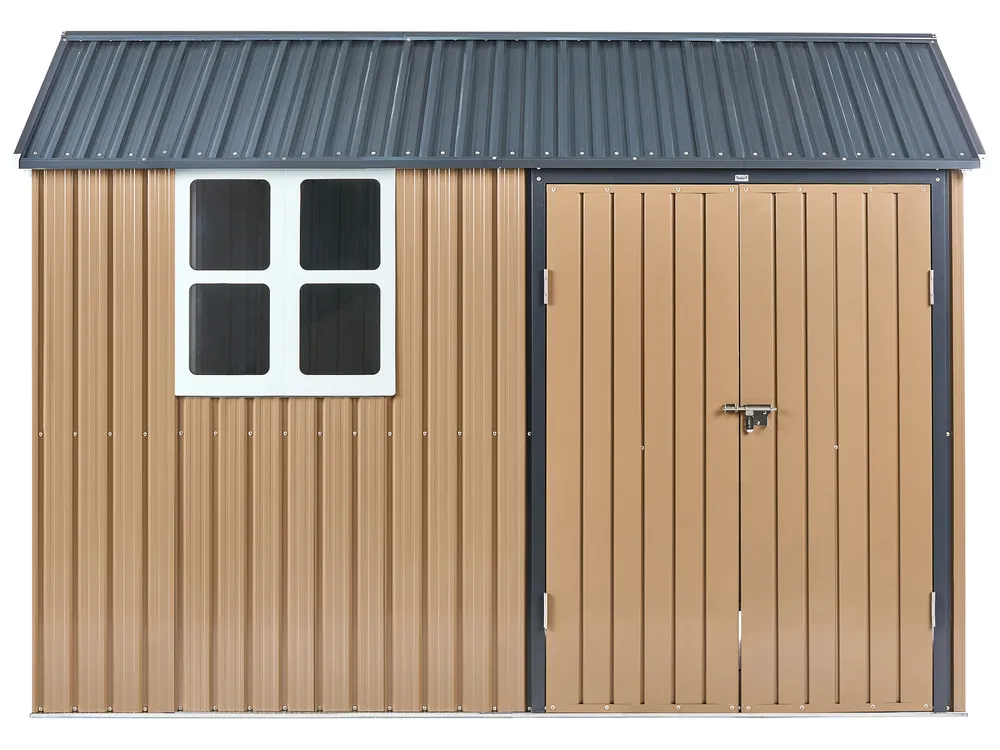 Pro-Tect Nocciano 10'x7' Double Hinged Metal Shed - Warm Brown Grey - Image 6