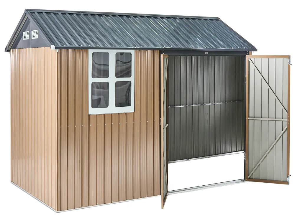 Pro-Tect Nocciano 10'x7' Double Hinged Metal Shed - Warm Brown Grey - Image 7