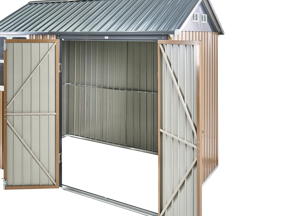 Pro-Tect Nocciano 10'x7' Double Hinged Metal Shed - Warm Brown Grey - Image 10