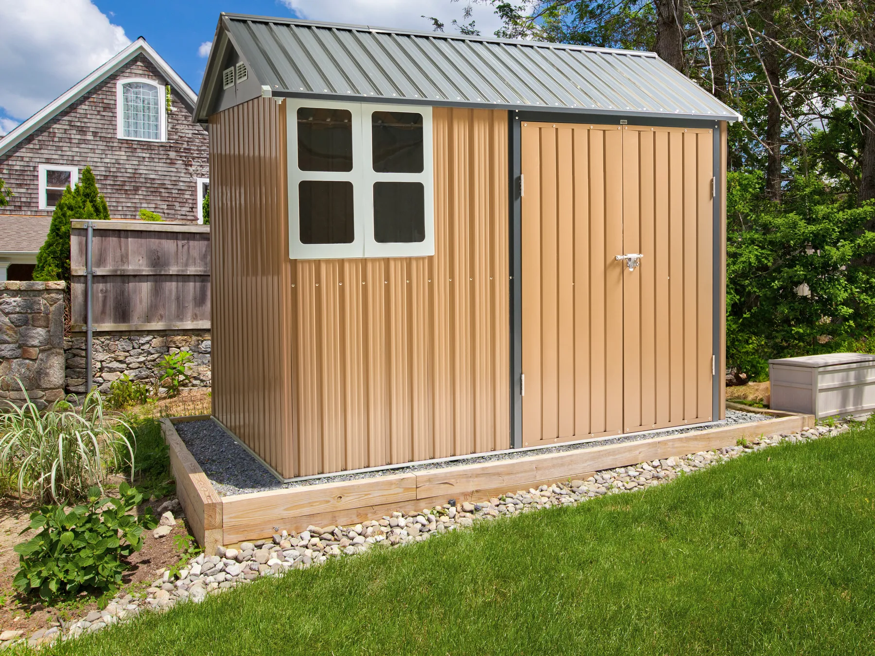 Pro-Tect Nocciano 8'x5.5' Double Hinged Metal Shed - Warm Brown Grey