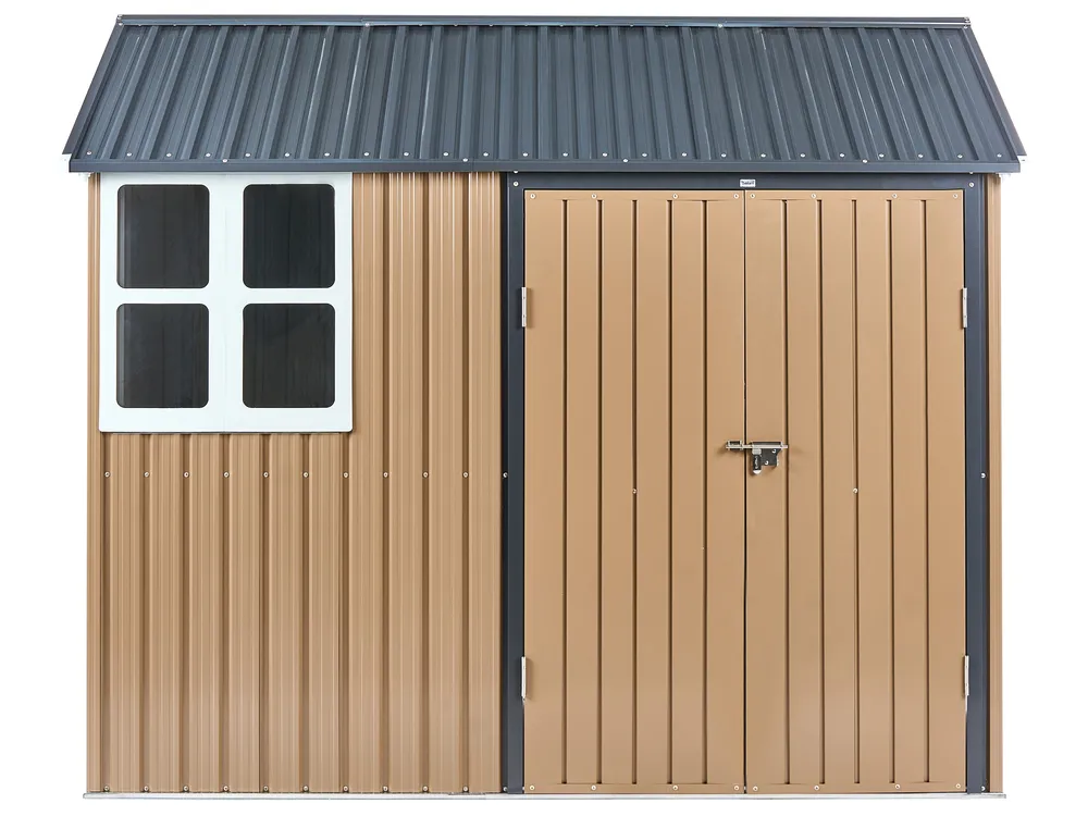 Pro-Tect Nocciano 8'x5.5' Double Hinged Metal Shed - Warm Brown Grey - Image 8
