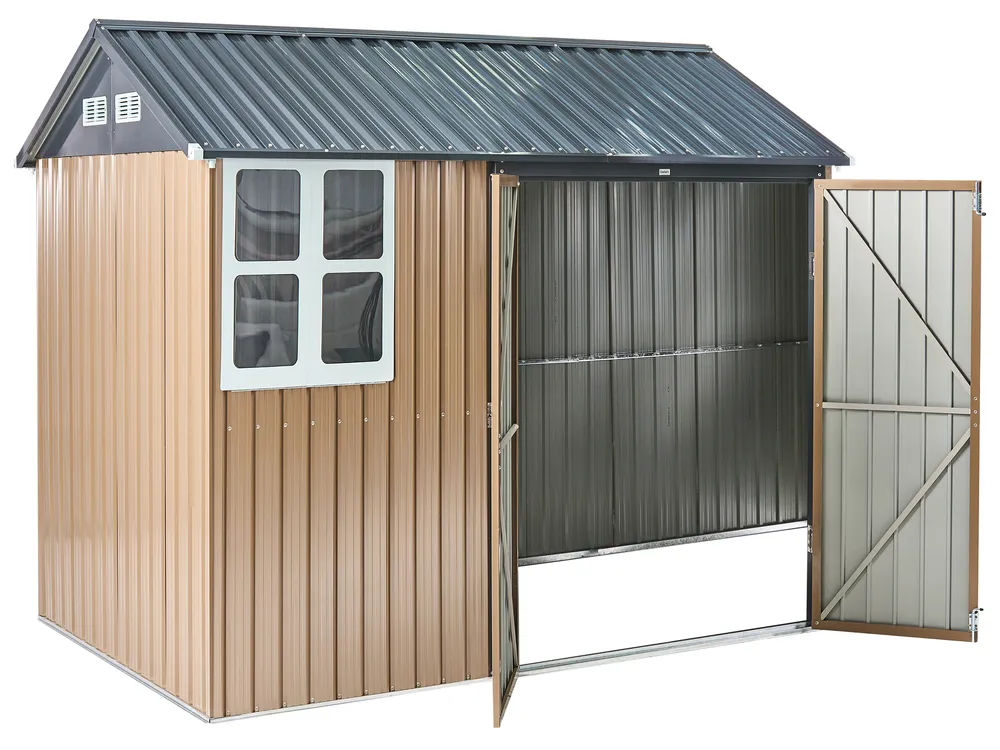 Pro-Tect Nocciano 8'x5.5' Double Hinged Metal Shed - Warm Brown Grey - Image 9