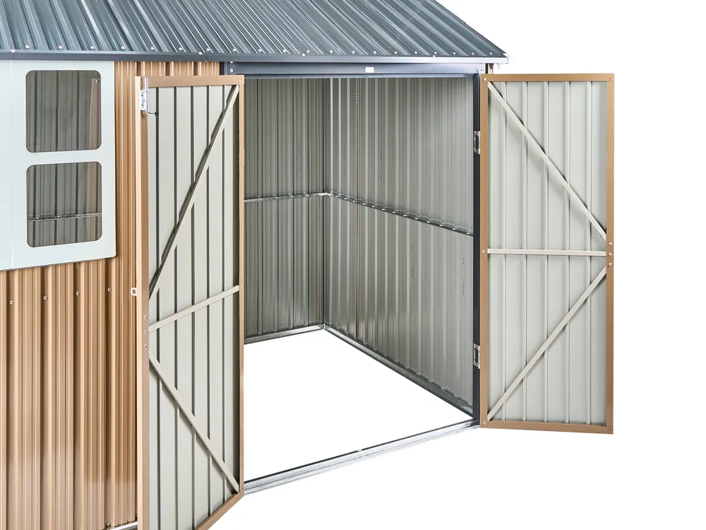 Pro-Tect Nocciano 8'x5.5' Double Hinged Metal Shed - Warm Brown Grey - Image 11