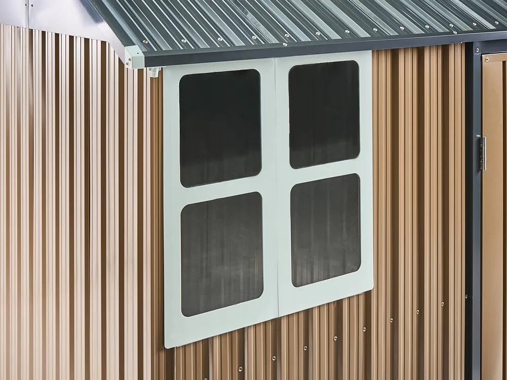 Pro-Tect Nocciano 8'x5.5' Double Hinged Metal Shed - Warm Brown Grey - Image 15