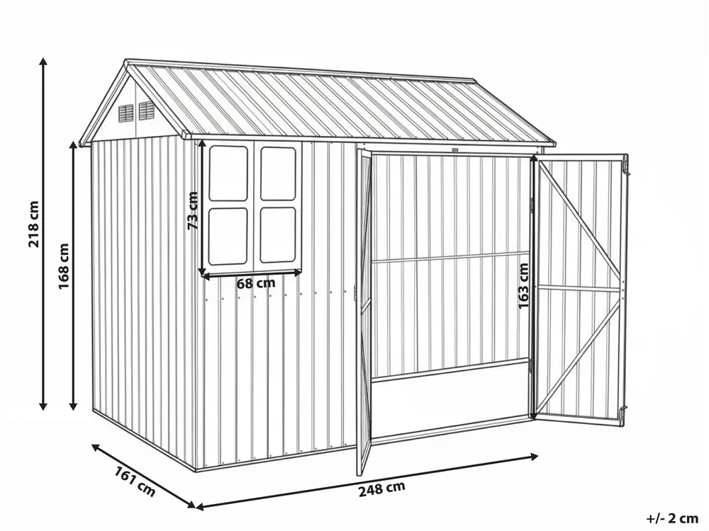Pro-Tect Nocciano 8'x5.5' Double Hinged Metal Shed - Warm Brown Grey - Image 2