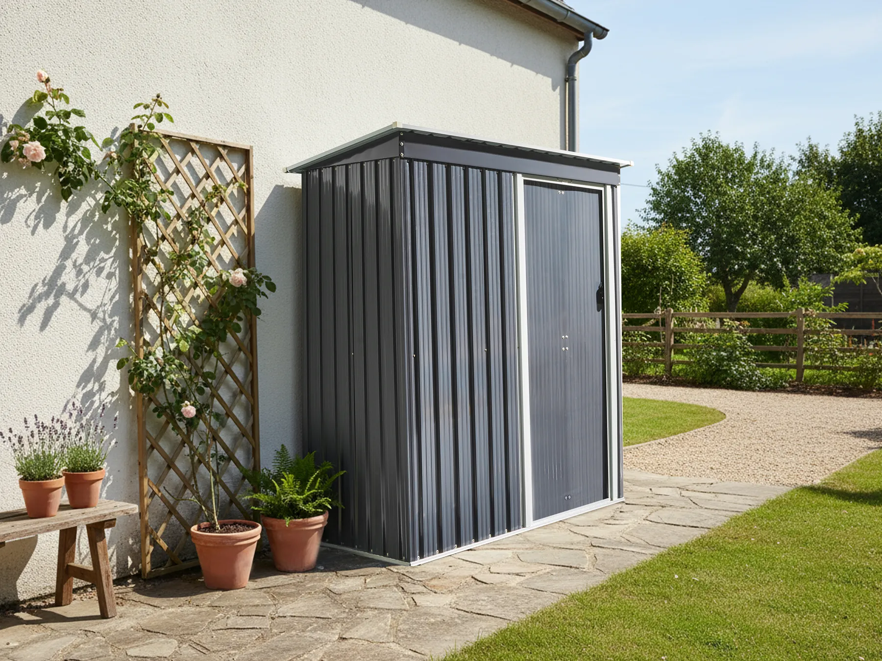 Pro-Tect Aisone 5x2.5 Metal Pent Shed - Graphite Grey