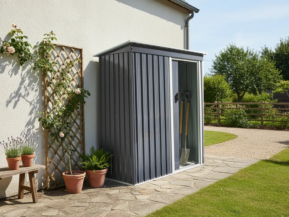 Pro-Tect Aisone 5x2.5 Metal Pent Shed - Graphite Grey - Image 5