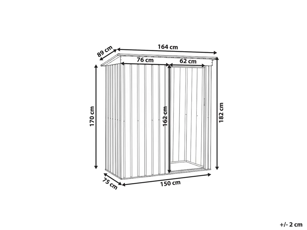 Pro-Tect Aisone 5x2.5 Metal Pent Shed - Graphite Grey - Image 2